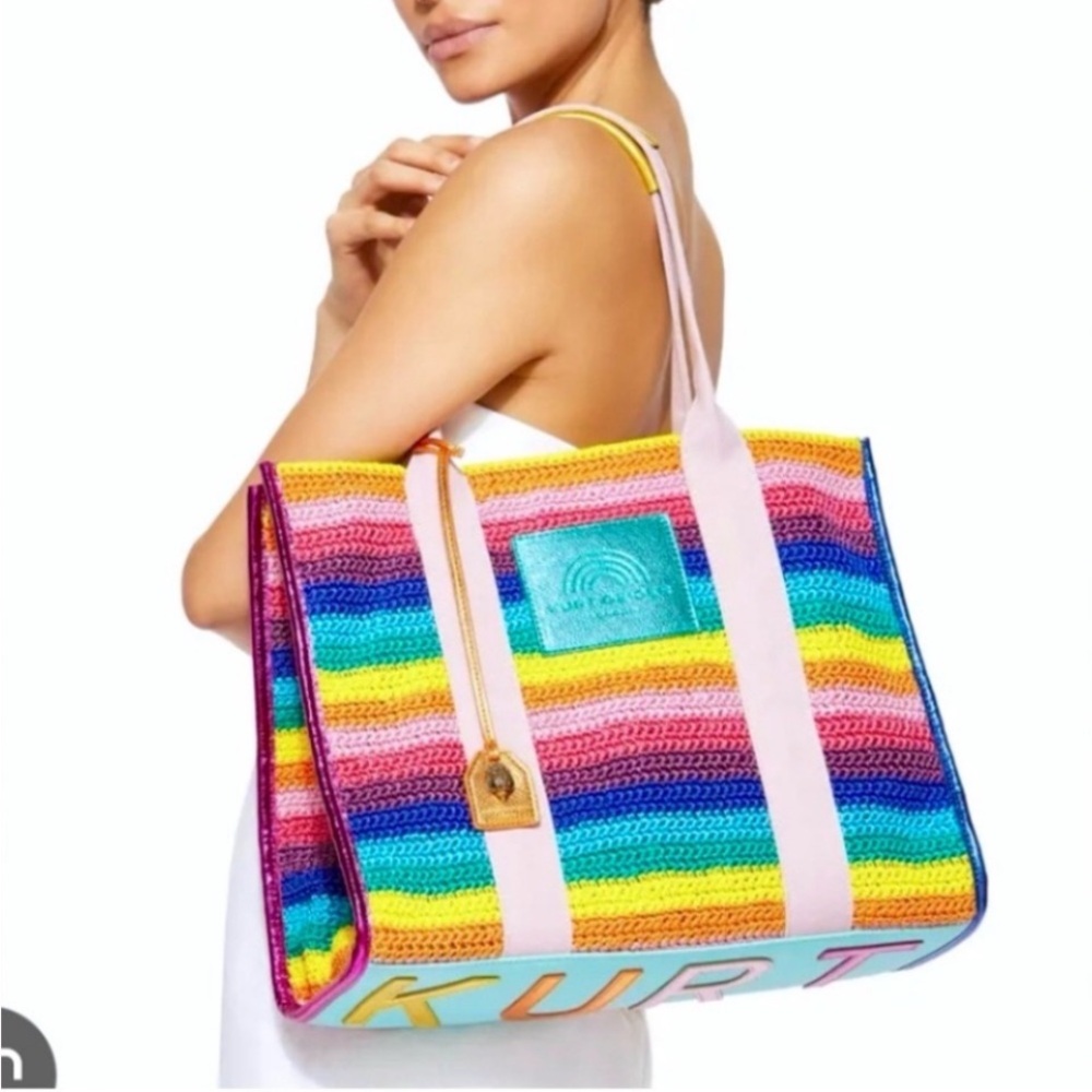 KURT GEIGER Southbank crochet rainbow large tote - Picture 2 of 16